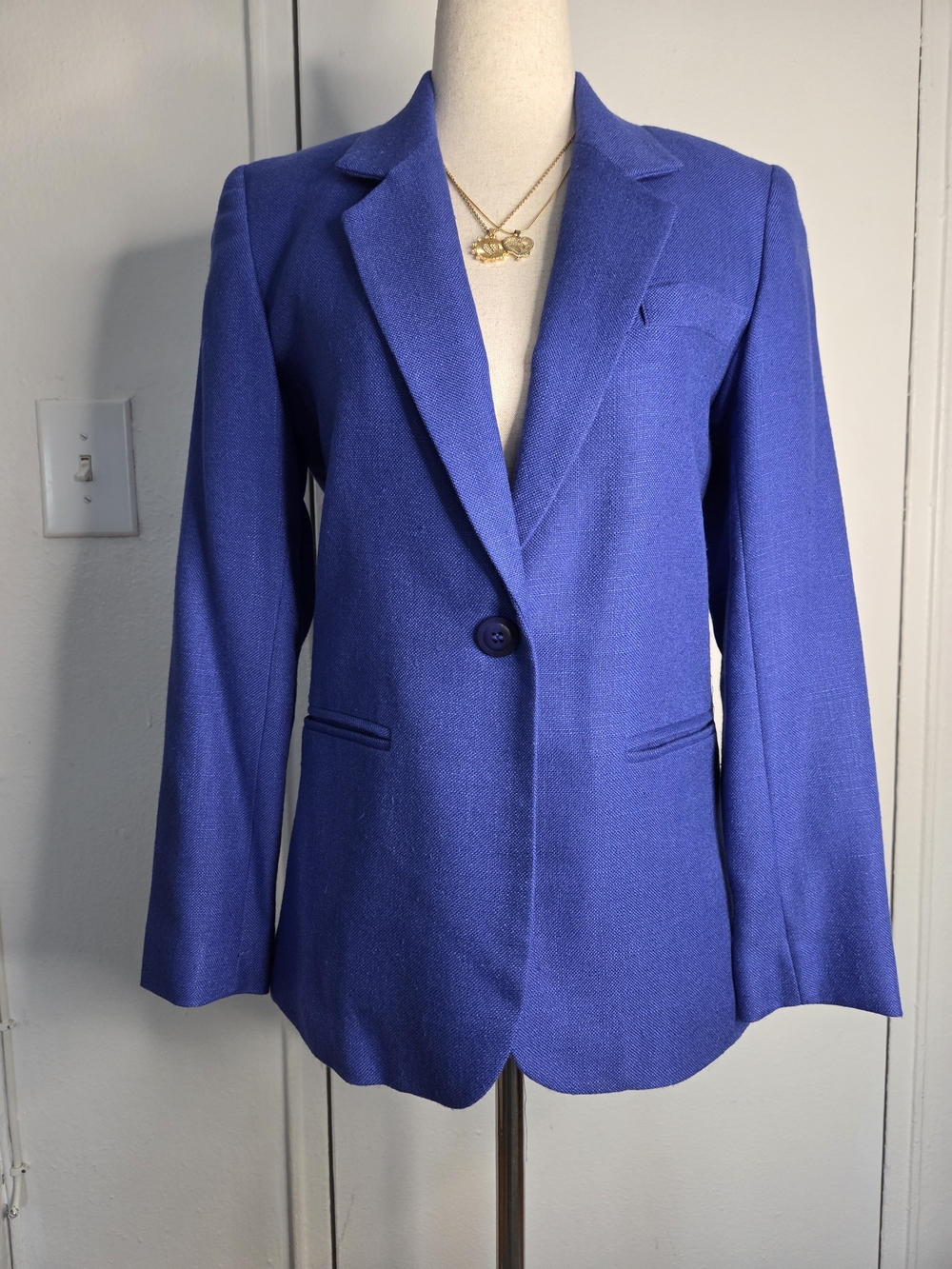 Petite Sophisticate Royal Blue Single-Button Blazer